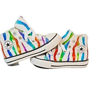 Converse‎ Girls Sneakers Infant Size 6 High Top Rainbow Stripe Kidcore 767603F